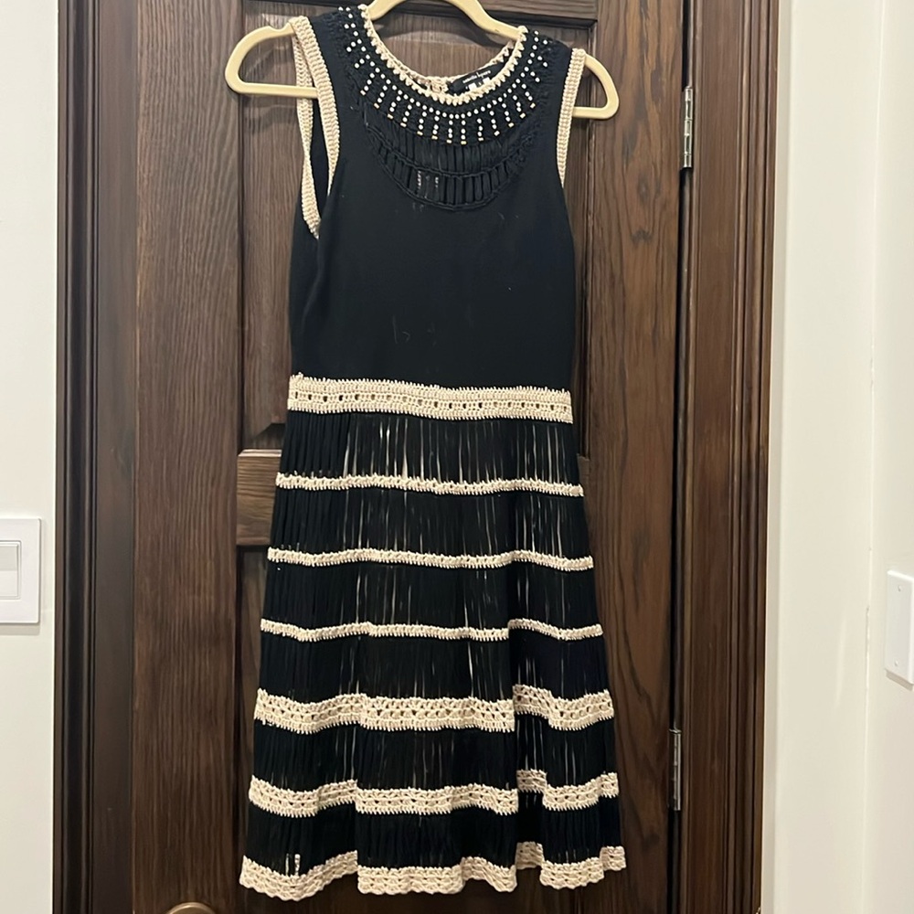 Nanette Lepore crochet open knit dress with lining.